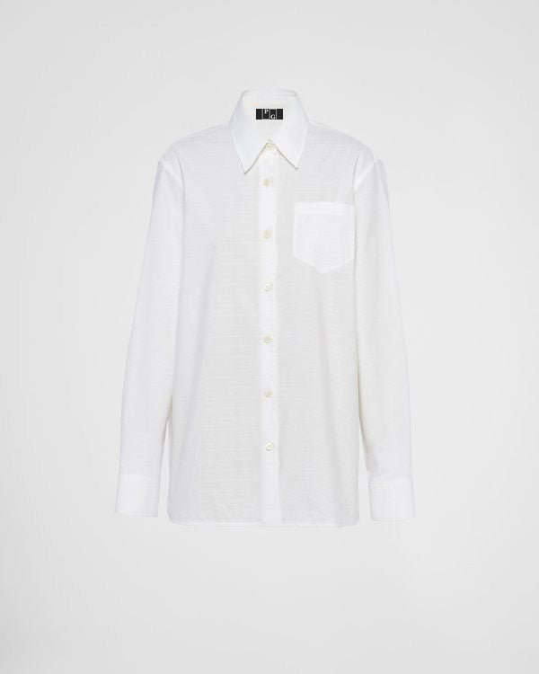 Jacquard poplin white shirt