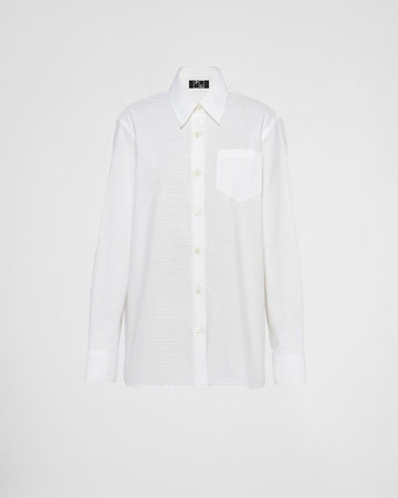 Jacquard poplin white shirt